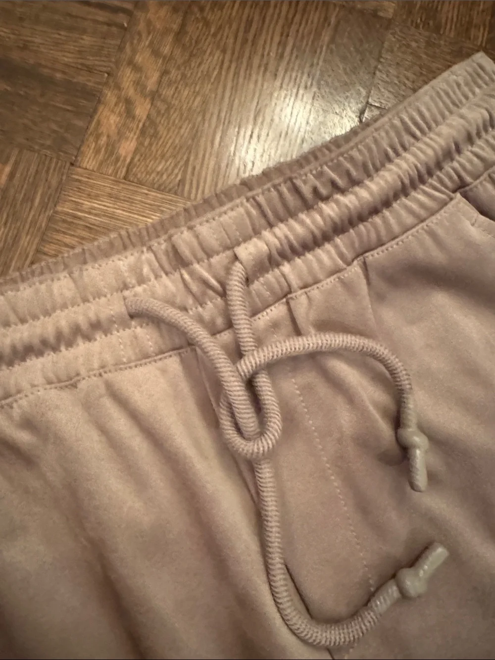 Zara faux Suede Taupe Jogger Pants - Casual Drawstring Waist size XS - Picture 3 of 5